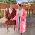 thumbnail image 2 of Wearable Blanket Hoodie, Oversized Giant Hoodie Wearable Blanket Sweatshirt for Adult, Sherpa Fleece Blanket Hoodie with Pocket, Warm Cozy Blanket with Zipper Sleeves Pink, 2 of 5