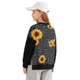 thumbnail image 2 of Xoenoiee Sunflower Leopard Print Girls Casual Pullover Top, Oversized Crewneck Sweatshirt with Side Slit, Long Sleeve Tunic Sweater Fall Outfits, 7-8 Years, 2 of 7
