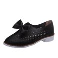 thumbnail image 1 of asdoklhq Womens Slip On Shoes Under $15,Women's Bowknot Hollow Out Middle Heel Platform Comfy Casual Comfortable Single Shoes, 1 of 7