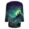 thumbnail image 5 of Trgacdwlo S-5XL Halloween Shirts for Women Spooky Season V Neck Womens Tops 3/4 Sleeve Fall Funny Pumpkin Graphic Tunic Tops for Women, 5 of 7
