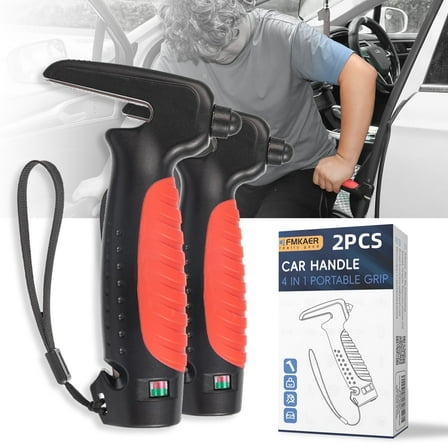 Fanwer 2 Count Lightweight Walking Cane Set for Elderly with Car Door Handle Assist, Auto Cane, Black