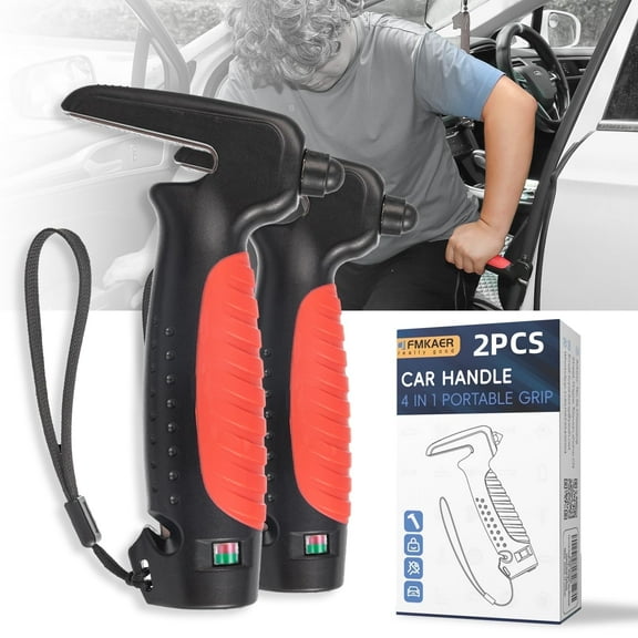 Fanwer 2 Count Lightweight Walking Cane Set for Elderly with Car Door Handle Assist, Auto Cane, Black