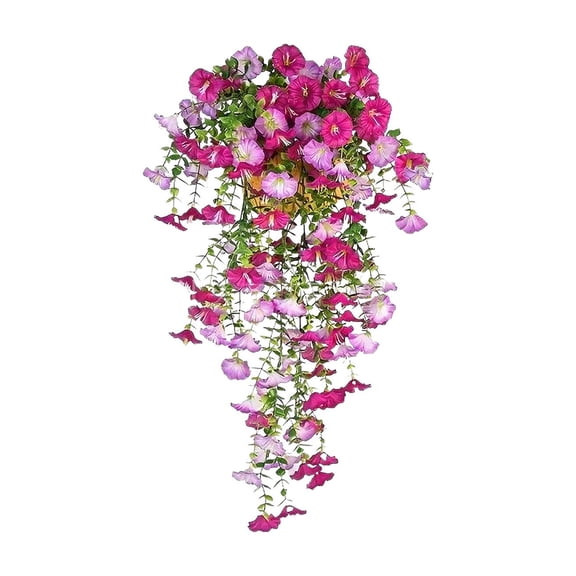 Puntoco 1PCS Artificial Trumpet Flower Vine Gloriosa Plant Greenery Faux Hanging Rattan for Garden Wall Balcony Home Indoor and Outdoor Decoration -29.53*4.72IN