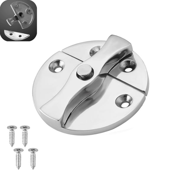 Heavy Duty Marine Grade 316 Stainless Steel Door Catch Latch, 1.69" (43 mm) Hatch Round Turn Button Twist Latch, for Boat, RV, Camper, Cabinet, with Screws