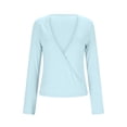 thumbnail image 4 of Women Ballet Crop Wrap Top Y2K Long Sleeve Cross Tie Top Pilates Yoga Wrap Shirts Ballet Workout Yoga Shirt Coquette Blouses Ballerina Cover Up Blouse, 4 of 7