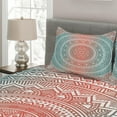 thumbnail image 2 of Ambesonne Teal and Coral Quilted Coverlet 3 Pcs, Ombre Effect Mandala, King Size, Teal Coral, 2 of 3