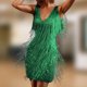 thumbnail image 5 of Vestido con flecos y purpurina con cuello en V estilo vintage ropa de fiesta ajustada sin espalda para mujer, 5 of 9
