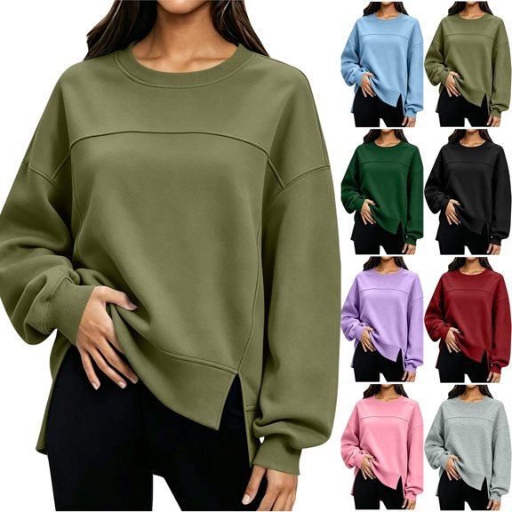 MexChoioe Womens Sweatshirt Crew Neck Long Sleeve Loose Casual Daily Sweatshirts for Womens