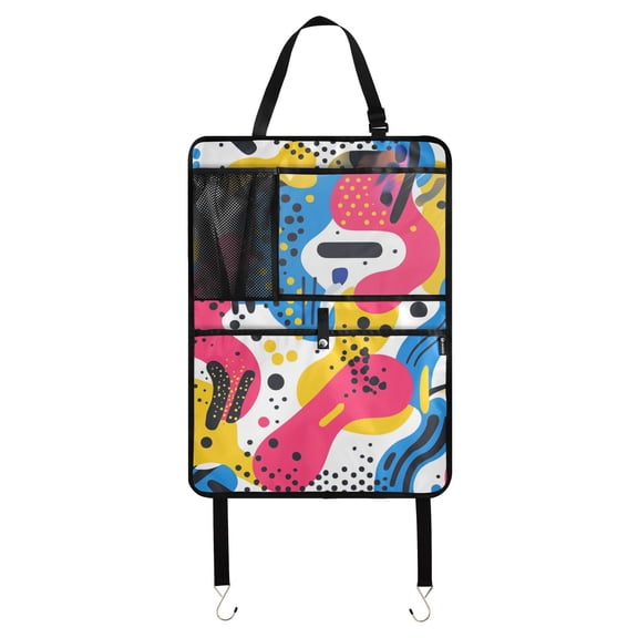 Abstract colorful shapes pattern(2) Car Seat Back Kick Protectors,43 Pack Kick Mats with Storage Pockets for Vehicles to Protect from Dirt, Mud & Scratches
