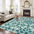 thumbnail image 2 of Teal Green Area Rugs 8'x10', Washable Small Throw Rugs for Living Room Patio, Vintage Abstract Geometric Texture Indoor Outdoor Rug Non-Slip Low Pile Carpet Runner Reversible Floor Mats, 2 of 8