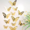 thumbnail image 1 of 24 pegatinas de pared de mariposas 3D, 3 tamaños, calcomanías de pared de mariposas, decoración de pared para dormitorio, fiesta, decoración de boda (dorado), 1 of 5
