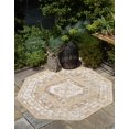 thumbnail image 3 of Unique Loom Outdoor Traditional Collection Area Rug - Valeria (5' 3" Octagon Natural/Ivory), 3 of 9