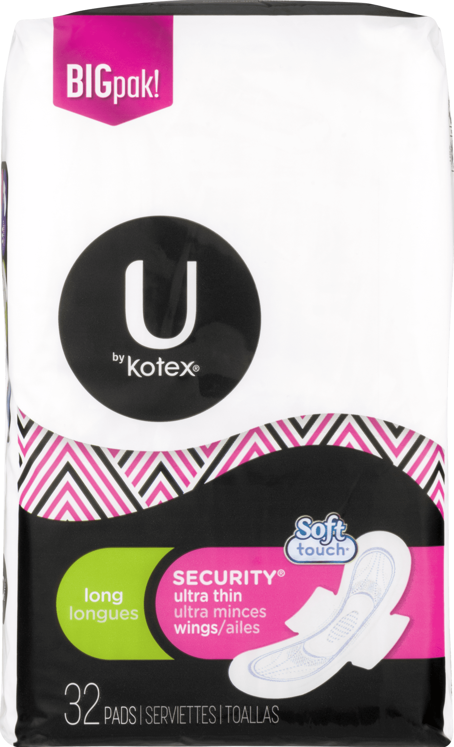 U By Kotex Security Ultra Thin Pads With Wings Long Unscented 32