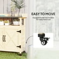 thumbnail image 4 of Outsunny Outdoor Potting Bench, Wooden Potting Table with Storage Cabinet, Aluminum Tabletop, Rubber Wheels for Backyard, Patio, Balcony Natural Wood, 4 of 9