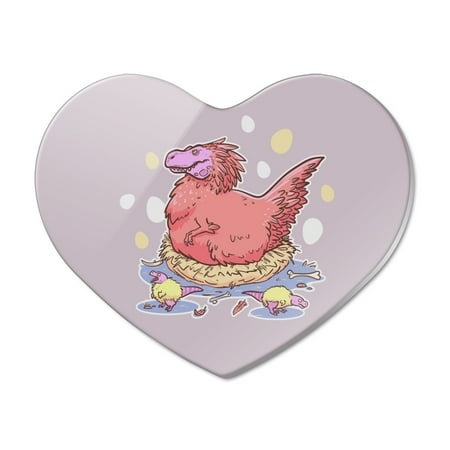 

Feathered Tyrannosaurus Rex Dinosaur Nesting With Babies Heart Acrylic Fridge Refrigerator Magnet