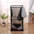 thumbnail image 3 of Laundry Basket Large Capacity Square Foldable Side Handles Fine Mesh Transparent Visible Dirty Clothes Sundries Toys Storage Bag Home Supplies-Black,Dual Layer, 3 of 8