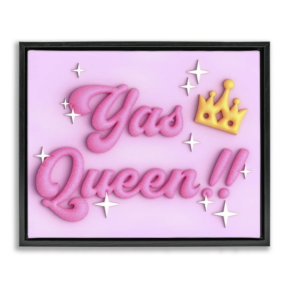 Stupell Industries Retro Yas Queen Entertainment Painting Black Floater Framed Canvas Art Print Wall Art, 21 x 17