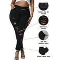 thumbnail image 3 of Jack David Womens Plus Size Stretch Distressed Ripped Skinny Black Denim Jeans Pants (L0023XL), 3 of 5