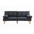 thumbnail image 5 of Modern Black Polyfiber 2pc Sectional Sofa Set with Solid Wood Legs, 5 of 15