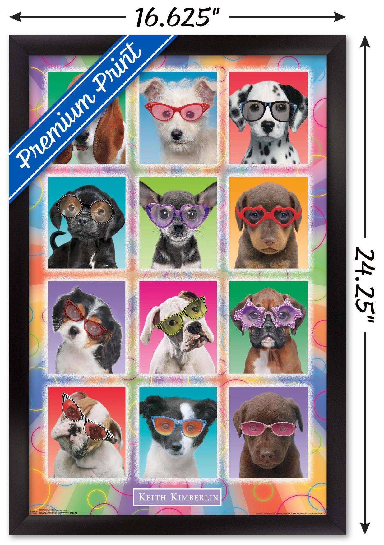 Keith Kimberlin - Puppies - Sunglasses Wall Poster, 14.725" x 22.375", Framed