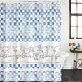 thumbnail image 2 of Blue Plaid Farmhouse Shower Curtain, Waterproof Shower Curtains for Bathroom, Watercolor Cute Country Pigs Checkered Washable Fabric Bathtub Curtain Set Bath Decor with 12 Hooks Long 72"x84", 2 of 8