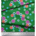 thumbnail image 3 of Soimoi Green Rayon Fabric Artistic Flower & Geometric Printed Fabric 1 Yard 42 Inch Wide, 3 of 5