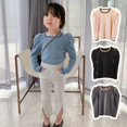 thumbnail image 2 of XBASW Kids Toddler Square Collar T-Shirt Tops for Girls Spring Fall Pullover Sweatshirt Casual Tees 1-7 Years, 2 of 9