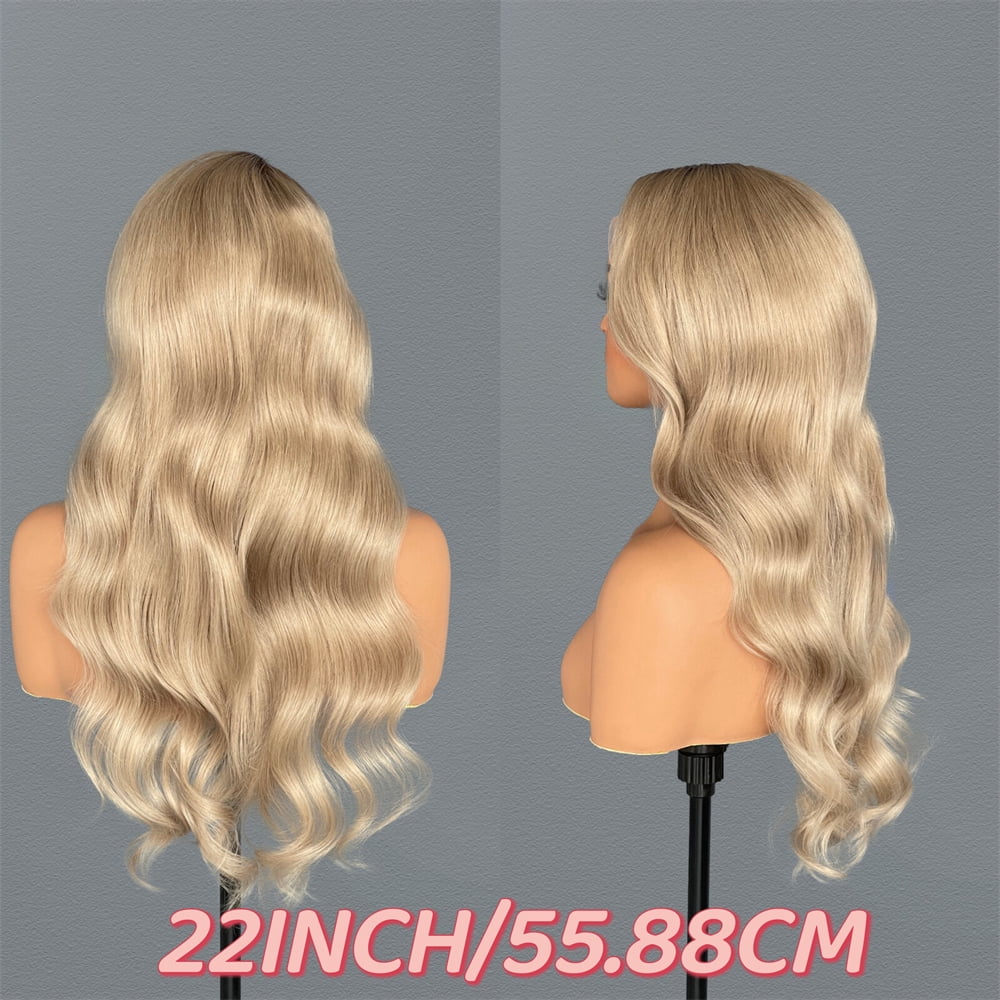 Balayage Milk Tea Ash Blonde Highlight Brazilian Remy Human Hair Wig 13x4 Body Wave Mini Knots HD Transparent Lace Front Wigs Human Hair 180% Density Pre Plucked Natural Hairline Human Hair Wig