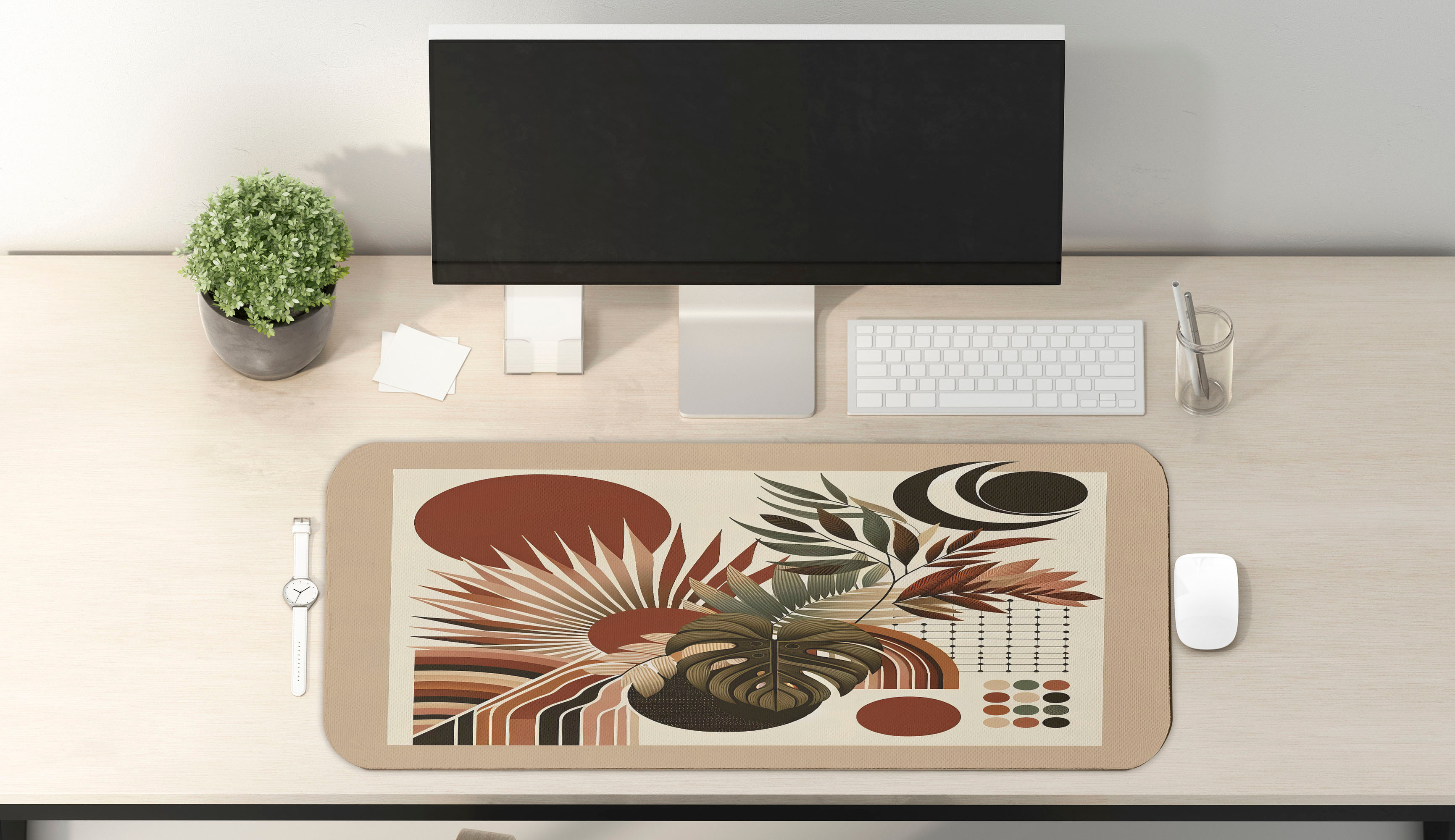 Ambesonne Abstract Computer Mouse Pad, Curved Ocean Waves with Sun Rising with Vibrant Sharp Rays Seascape Art, Rectangle Non-Slip Rubber Mousepad X-L : Ambesonne Abstract Tapestry, Digital Code Numbers