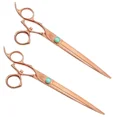 thumbnail image 6 of Pro Quality Grooming Shears Rose Gold Titanium Finish Swivel Micro Serrated Edge (7 Inch Straight), 6 of 6