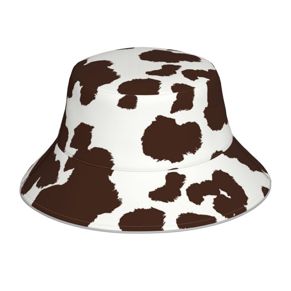 Vsdgher Brown Cow Print Bucket Hat for Men&Women Bucket Hat Reversible Summer Double-Side-Wear Travel Gardening, Beach, Camping, Hiking, Fishing Cap