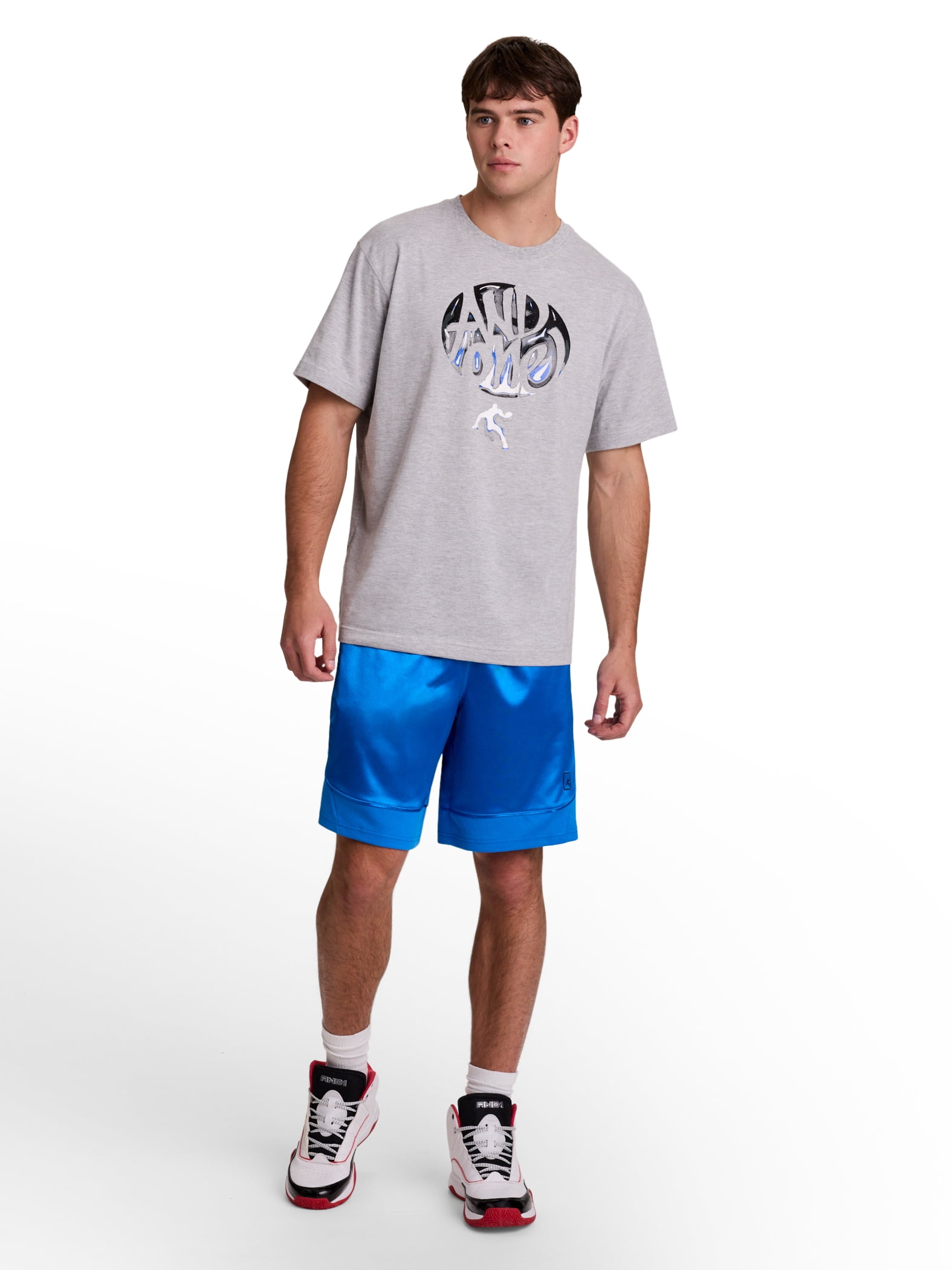 AND1 Men's and Big Men's All Court Short, 9" inseam, up to Size 5XL