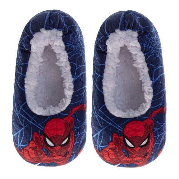 Marvel Spider, Man Slippers for Boys, Cozy Padded Home Use Soft Non, Slip (Toddler Little Kid), Blue, Size: 11-12