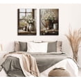 thumbnail image 3 of 2Pcs Farmhouse Daisy Wall Art Framed Country Daisy Canvas Prints Vintage Farmhouse Flowers Pictures for Bathroom Bedroom Living Room Home Decor, 3 of 6