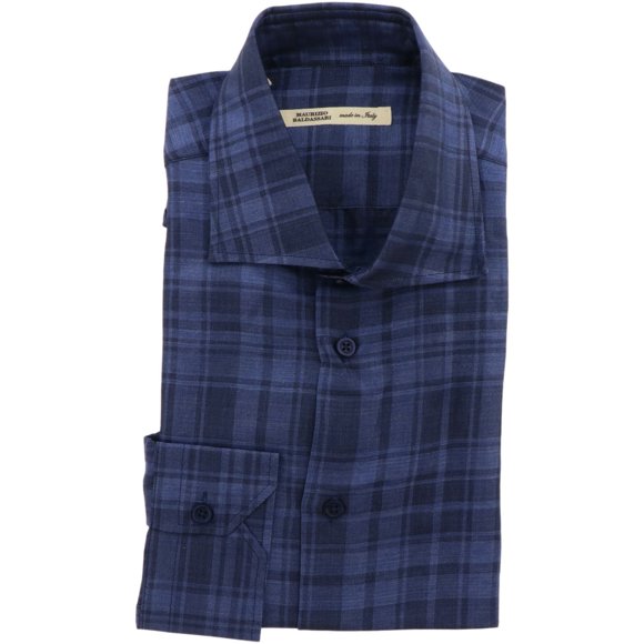 Maurizio Baldassari Men's Blue Plaid Sportshirt Dress Shirt - XL