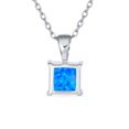 thumbnail image 2 of Bling Jewelry Womens Traditional Dainty Square Opal Gemstone Pendant Necklace Gold Plated Silver, 2 of 5