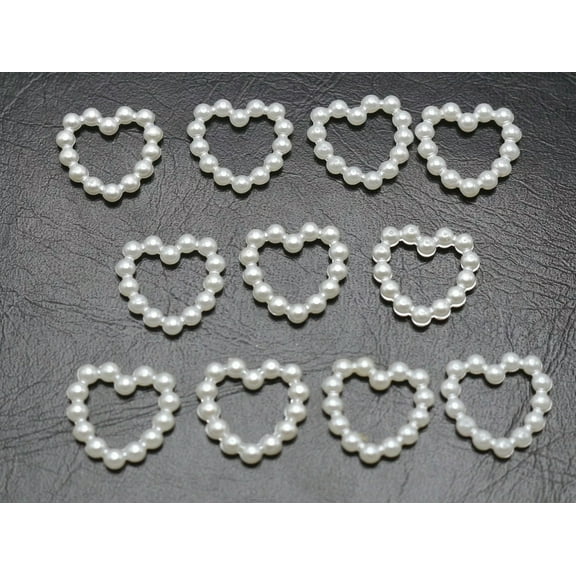 U8MO 200 Pure White Dotted Sweet Hearts Pearl 10mm Scrapbook Craft