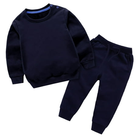 

Dezsed Baby Girl Boy Clothes Outfits Clearance Toddler Baby Boys Girls Candy Color Solid Color Leggings Casual Kids Sports Pants Hoodies Set Navy 12-18 Months