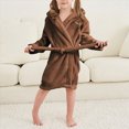 thumbnail image 5 of NOLDARES Boys Fleece Robe Girls Hooded Bathrobe Toddlers Soft Fuzzy Robe for Kids,Brown,6-7 Y, 5 of 9