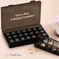 thumbnail image 2 of ComfiTime Pill Organizer – 28-Day Large Monthly Pill Case, Once-a-Day (Daily), Includes 4 Weekly Travel Pill Boxes/Containers, Pill Dispenser/Reminder for Medication, Supplements and Vitamins, Black, 2 of 12