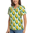 thumbnail image 2 of Vsdgher Corn Cob Women Shirts V Neck Short Sleeve Tops T-Shirt Basic Tees, S to 3XLX-Large, 2 of 5