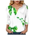 thumbnail image 6 of UngA Women's St Patrick's Day Shirts 3/4 Sleeve Saint Patricks Day T-Shirt V Neck Lucky Irish Shamrock Graphic Tee Tops,Size XXXL, 6 of 9
