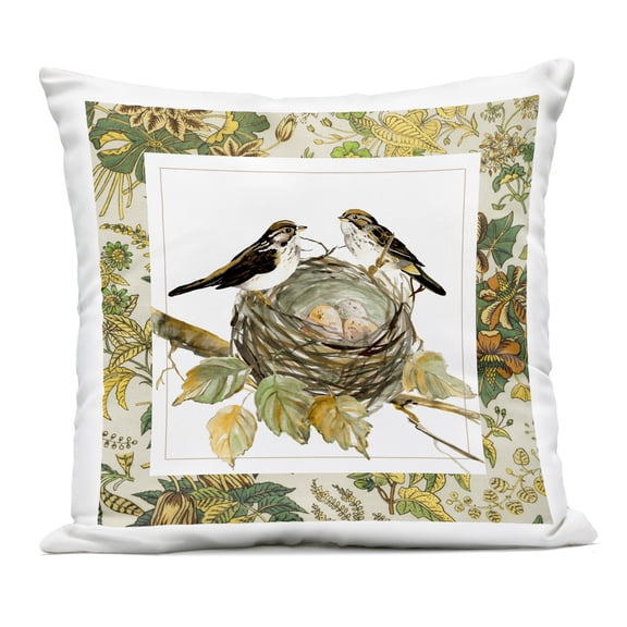 Stupell Industries Easter Nest Birds Perched Outdoor Printed Pillow design by Carol Robinson, 18 x 7 x 18