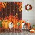 thumbnail image 2 of Thanksgiving Orange Pumpkin Shower Curtains for Bathroom, Happy Fall Y'all Leaves Brown Waterproof Fabric Shower Curtain for Bathroom Bathtub Decoration, Machine Washable, 72"x72", 2 of 9