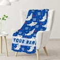 thumbnail image 2 of Custom Shark Throw Blanket for Girls - 50x60 Inches Throw Size Soft Fuzzy Plush Throws Gift - Dark Blue Cute Blanket for Sofa & Bed, 2 of 6