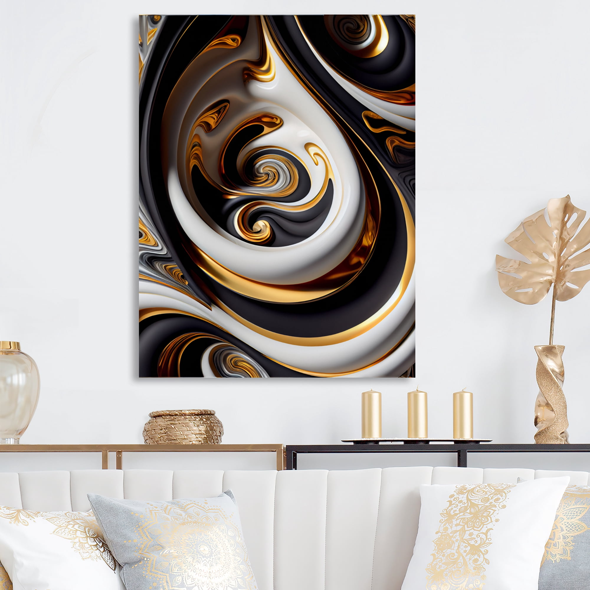 Designart Liquid White Stained Glass VI Canvas Wall Art