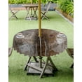 thumbnail image 4 of Lsrtoss Outdoor Tablecloth with Umbrella Hole & Zipper, Brown Round Tablecloth 60 Inch, Retro Oil Painting Modern Abstract Art Aesthetics Patio Table Cover Waterproof Table Cloth for Picnic/Party, 4 of 7