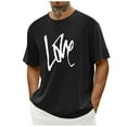 thumbnail image 1 of Tops para hombre, blusas y camisas de cuello redondo y manga corta para hombre. Camiseta/camisa informal de cuello redondo y manga corta con estampado de corazones para hombre. Tops de poliéster para, 1 of 4