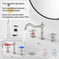 thumbnail image 4 of 8" Widespread Brushed Nickel Bathroom Faucet Sink Basin 3 Hole 2 Cross Handle with Drain, 4 of 10
