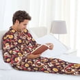 thumbnail image 6 of Cauagu Skull record lips Print Men's Long-Sleeve Pajama Set,Soft Button-Front 2Pjs for Men Long Sleeve Men’s Sleepwear-XX-Large, 6 of 7